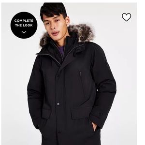 Michael Kors Men's Hooded Bib Snorkel Parka Black Size large